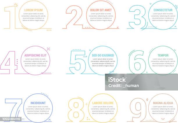 Linear Numbers With Place For Your Text Stock Illustration - Download Image Now - Infographic, Number, Steps