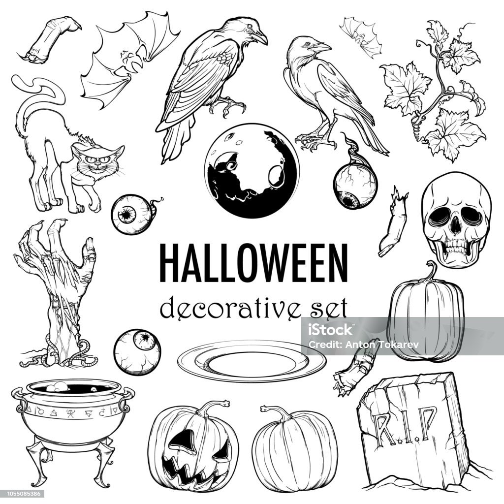 Hallooween elements designers set. 21 original elements isolated on white background. Hallooween elements designers set. 21 original elements isolated on white background. EPS10 vector illustration Eyeball stock vector