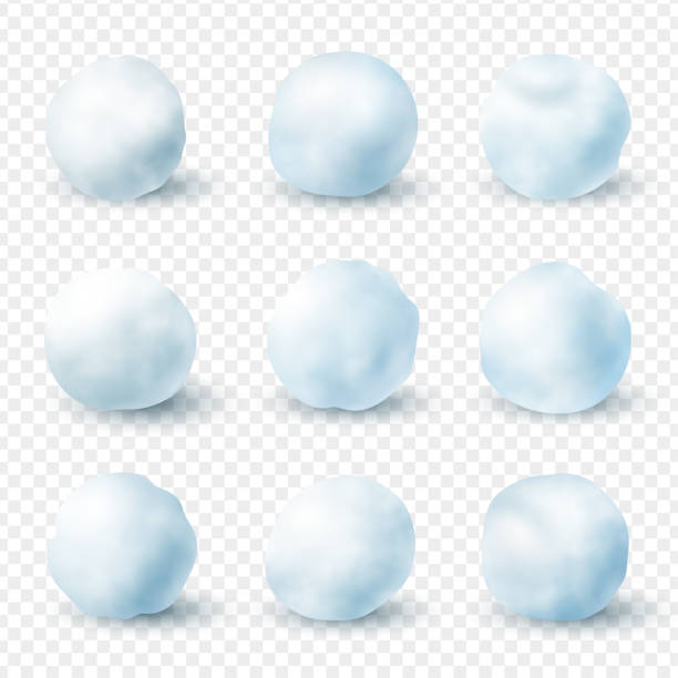 Snowballs realistic winter frost set, christmas decoration Snowballs realistic winter frost set, christmas decoration. Balls of packed snow, for throwing at fun. Vector illustration snowball stock illustrations