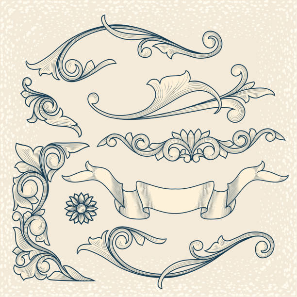 vintage deko floral design-elemente - flourishes corner flower floral pattern stock-grafiken, -clipart, -cartoons und -symbole