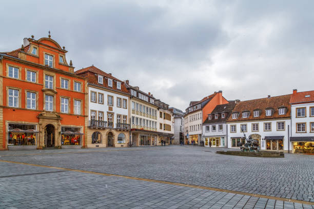Market square, Paderborn, Germany Market square (Markt) in Paderborn city center, Germany paderborn stock pictures, royalty-free photos & images
