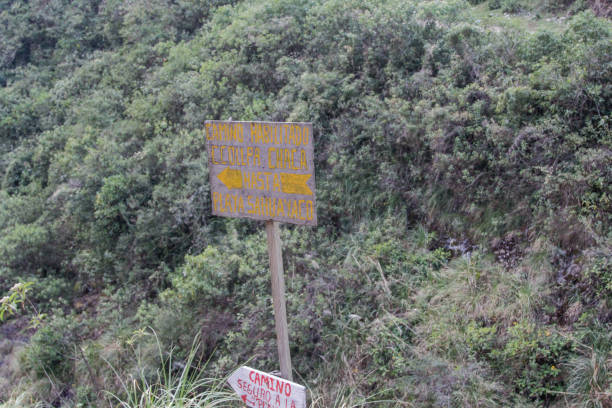 istock sign at the Salkantay mountain trek in Peru 1055098482