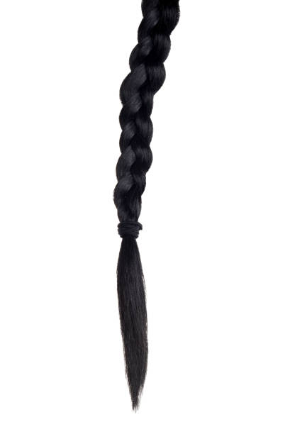 piece of black hair braided piece of black hair braided isolated on white background black hair braiding stock pictures, royalty-free photos & images