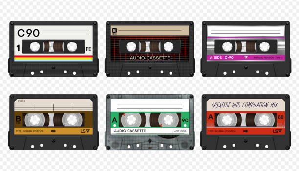 vektor kompakte audio-kassetten sammlung #2 - recording tape stock-grafiken, -clipart, -cartoons und -symbole