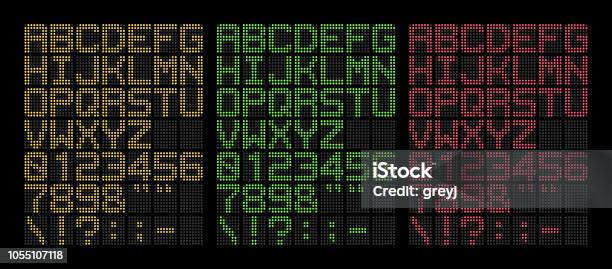 Digital Yellow Green And Red Bold Led Font Isolated On Black Background Vector Illustration Stock Illustration - Download Image Now