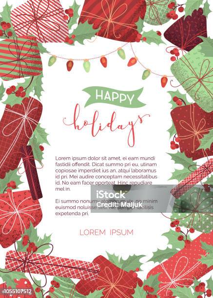 Vector Happy Holidays Background Stock Illustration - Download Image Now - Christmas, Border - Frame, Happy Holidays - Short Phrase