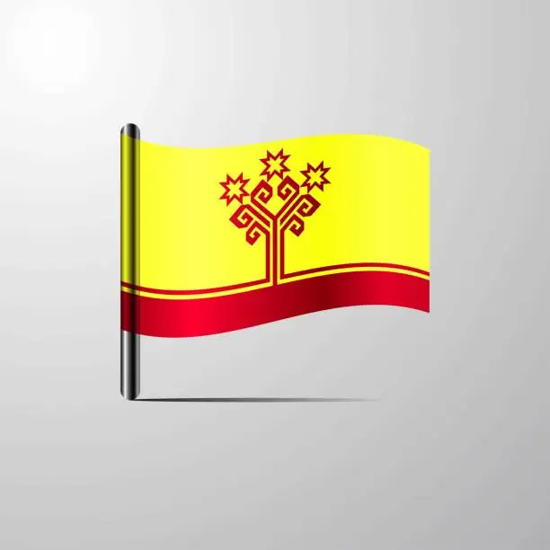 Vector illustration of Chuvashia waving Shiny Flag design vector