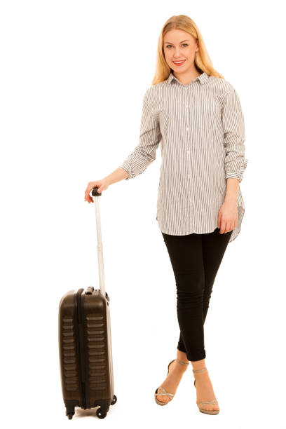 istock woman with suitcase travelling isolated over white background 1055113738