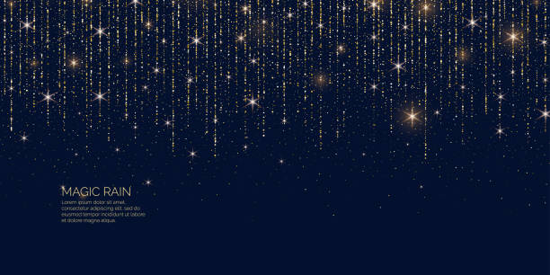 яркая векторная иллюстрация волшебный дождь сверкающих блестящих линий частиц. - форма звезды иллюстрации stock illustrations