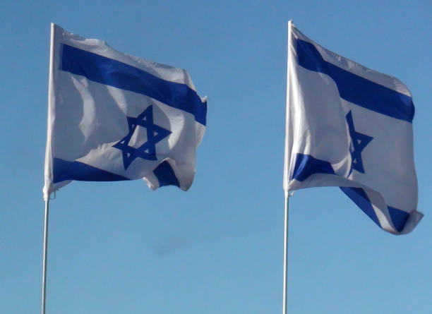 istock Two Israeli Flag Waving Scene In Jerusalem. Israel 1055120564