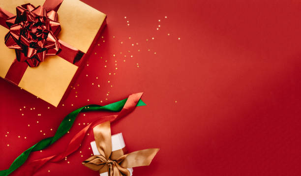 istock Flat lay christmas composition with gifts 1055121172