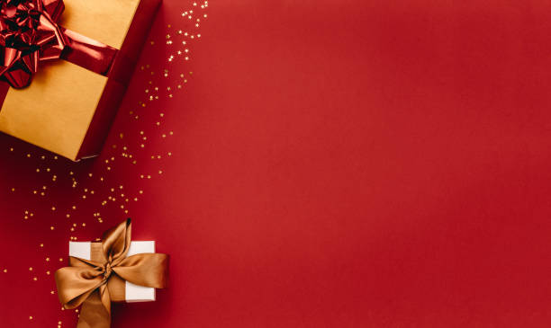 istock Christmas presents and stars with copy space 1055121246