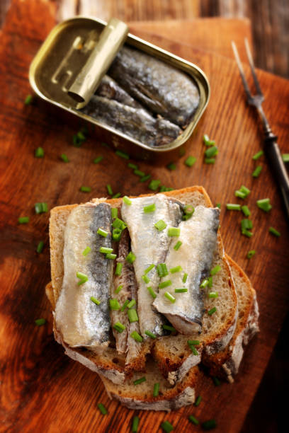 istock Sardines on wholegrain bread fresh sandwich 1055127736