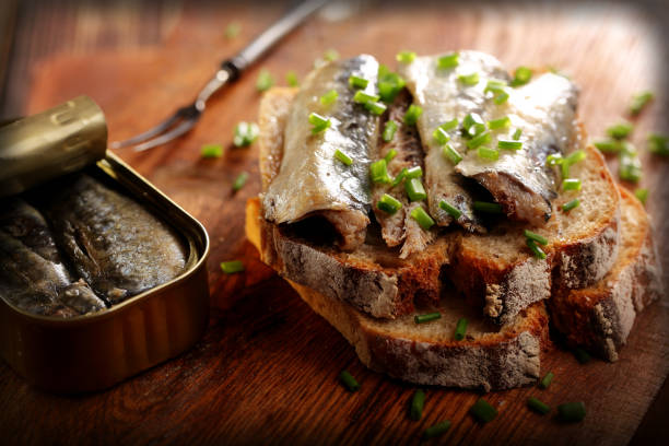 istock Sardines on wholegrain bread fresh sandwich 1055127846