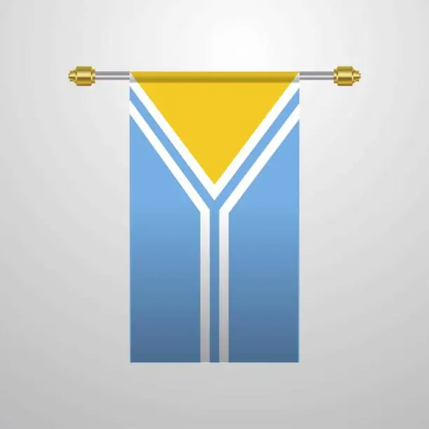 Vector illustration of Tuva hanging Flag