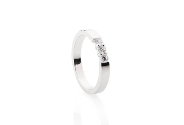 istock Engagement ring with diamonds isolated on white background 1055140032