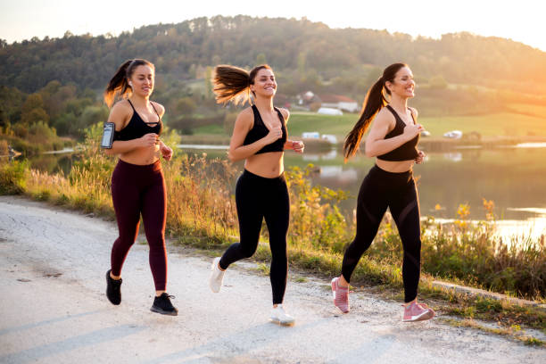 istock Happy athletic women who exercising on a training 1055145246