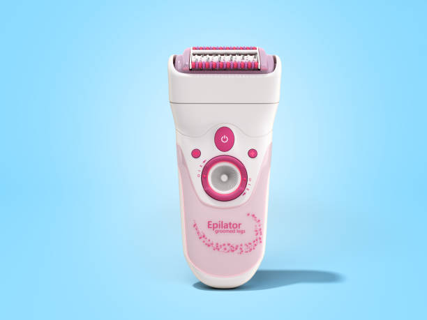 istock modern female pink hair epilator 3d render on blue 1055154446