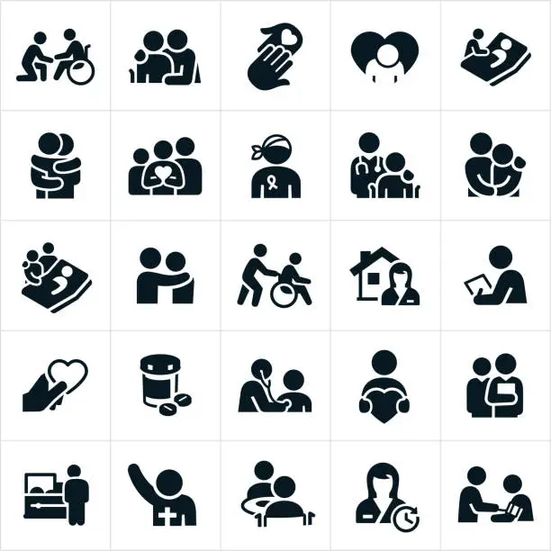 Vector illustration of Hospice and Palliative Healthcare Icons