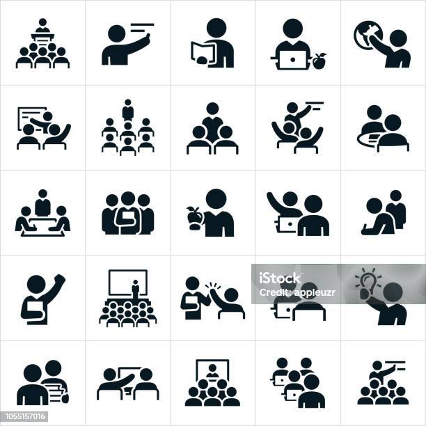Teachers Professors And Instructors Icons Stock Illustration - Download Image Now - Icon, Teacher, Student