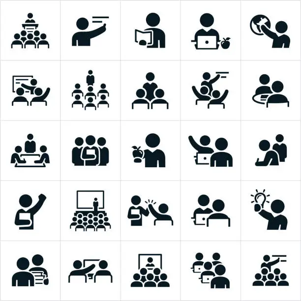 Vector illustration of Teachers, Professors and Instructors Icons