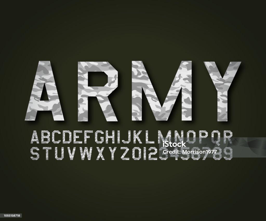 Dod Vector Font Vector Font Military Army Camouflage Stock Illustration - Download ...