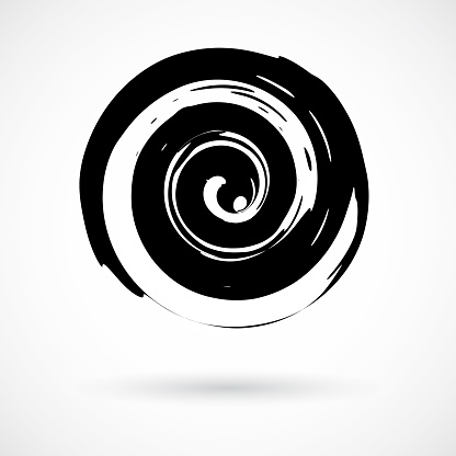 Hand painted spiral swirl symbol handmade with ink brush. Vector illustration.Hand painted spiral swirl symbol handmade with ink brush. Vector illustration.Hand painted spiral swirl symbol handmade with ink brush. Vector illustration.