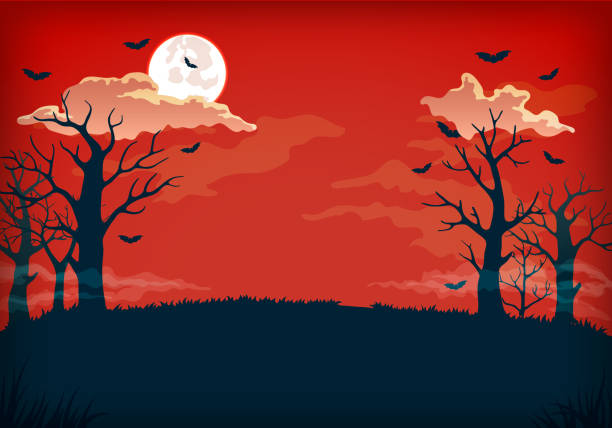 istock wooden signboard with full moon, clouds, bats, candles and illuminated pumpkins with witch hat copy 1055161164