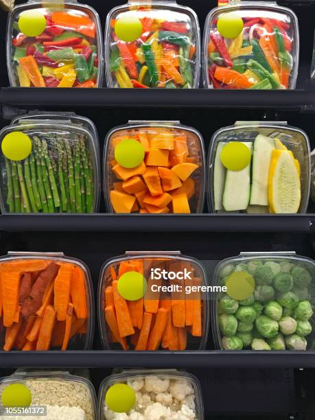 Fresh Groceries In Supermarket Stock Photo - Download Image Now - Supermarket, Salad, Shelf