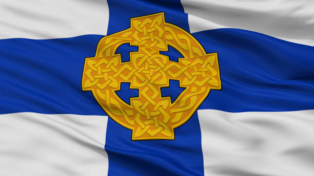 istock Church In Wales Flag, Closeup View 1055167098