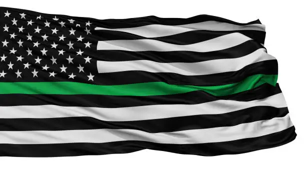 Photo of Usa Thin Green Line Flag, Isolated On White