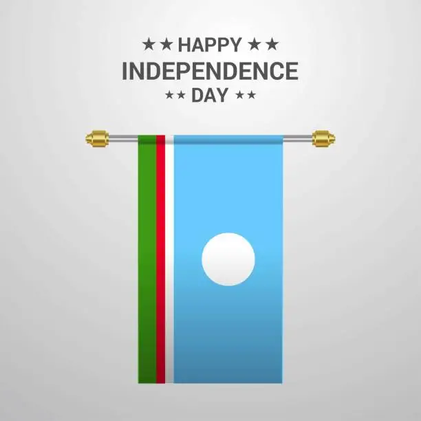 Vector illustration of Sakha Republic Independence day hanging flag background