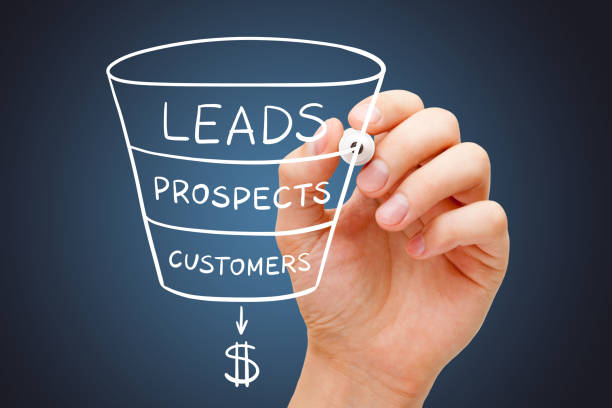 Sales Funnel Marketing Concept Hand sketching sales or revenue funnel marketing concept with white marker on transparent wipe board. lead photos stock pictures, royalty-free photos & images