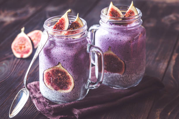 istock Chia seed puddings with fig slices 1055177120