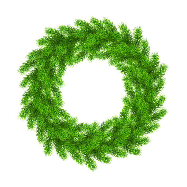 istock Realistic Christmas wreath from fir tree branches. Template for a banner, poster, invitation 1055177968