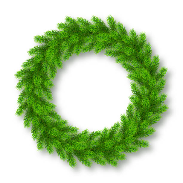 istock Realistic Christmas wreath from fir tree branches with shadow.. Template for a banner, poster, invitation 1055178016