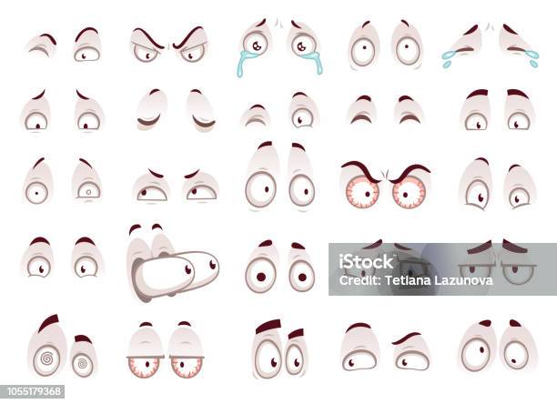 Cartoon Eyes Comic Eye Staring Gaze Watch Funny Face Parts Vector Isolated  Illustration Set Stock Illustration - Download Image Now - iStock