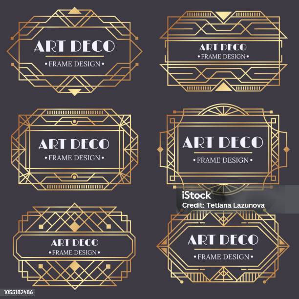 Art Deco Frame Antique Golden Label Luxury Gold Business Card Letter Title And Vintage Ornaments Frames Design Vector Elements Stock Illustration - Download Image Now