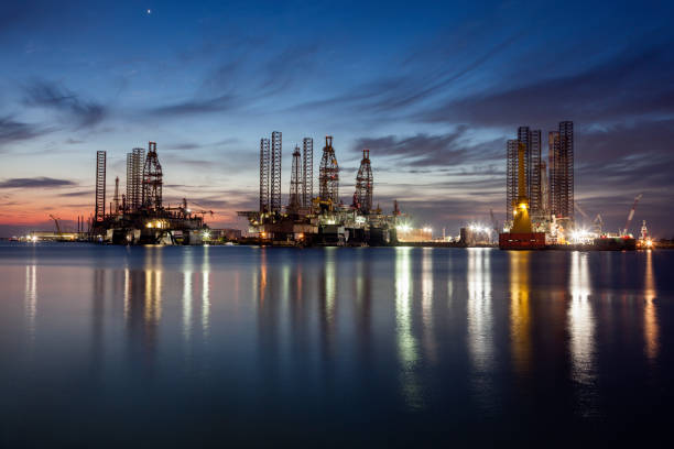 Harbor in Galveston at evening