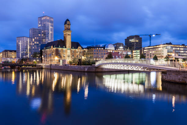 istock Panorama of Malmo at night 1055186046