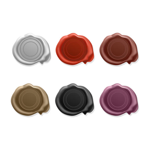Blank wax seal, set of Stamp wax seal vector icons of different bright colors. Blank wax seal, set of Stamp wax seal of different bright colors. Sealing wax old realistic stamps labels on white background, vector icons realistic signature stock illustrations