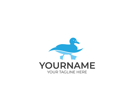 Duck Swims Logo Design. Bird Vector Design. Animal Illustration