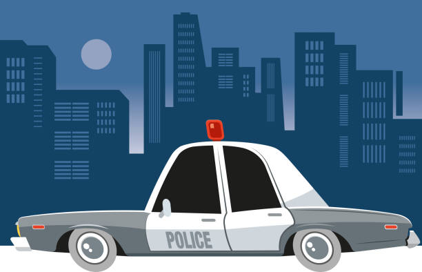 illustrations, cliparts, dessins animés et icônes de patrouille de voiture de police - car pursuit chasing night