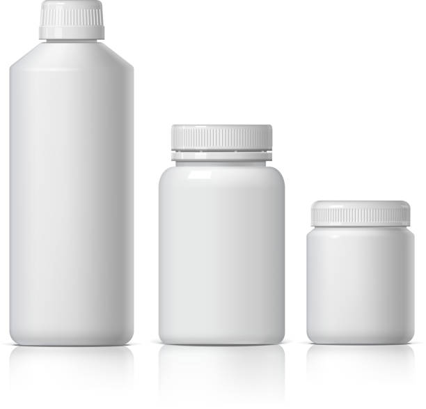 istock Cool Realistic White plastic bottle. Product Packing Cosmetic, medicine. 1055198894