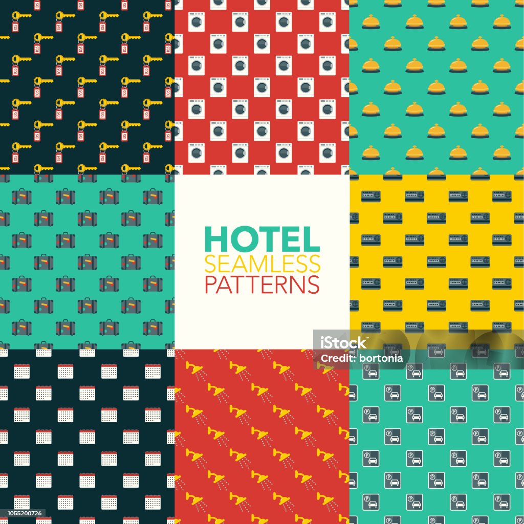 Hospitality Pattern Hotel Hospitality Seamless Pattern Set Stock Illustration - Download ...
