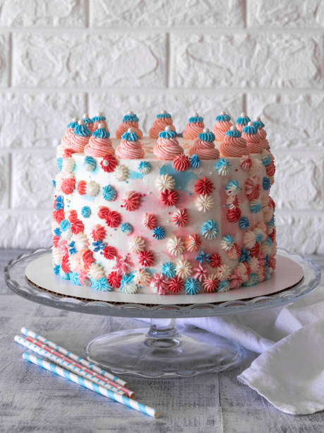 istock Happy birthday cake. Light background. Copy space for text. 1055201058