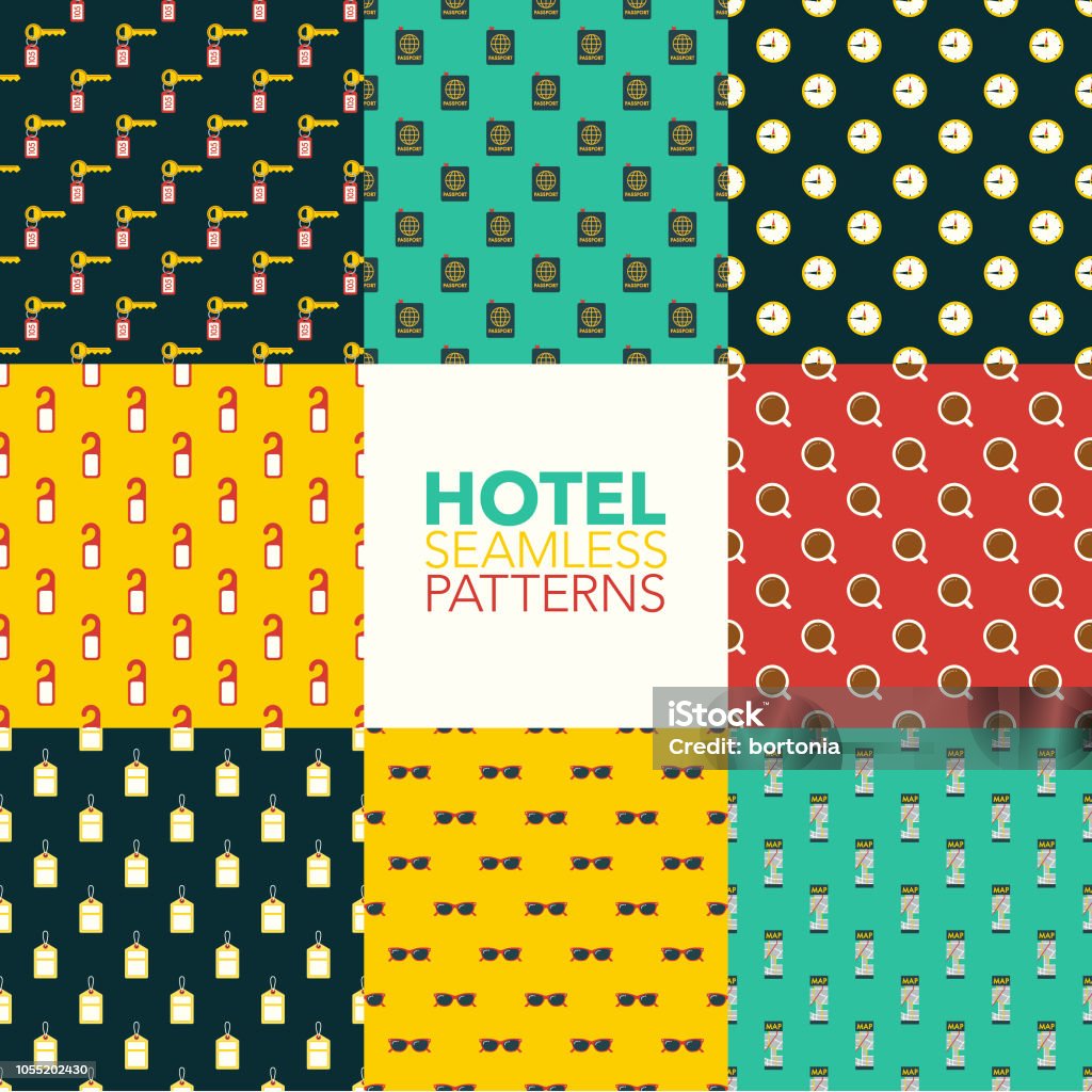 Hospitality Pattern Hotel Hospitality Seamless Pattern Set Stock Illustration - Download ...