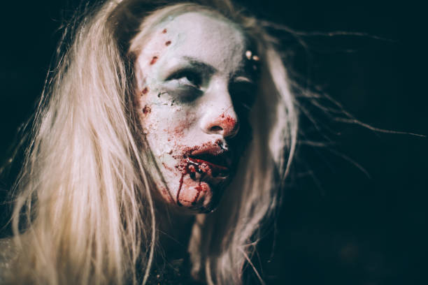 istock Halloween witch with bloody mouth 1055210814
