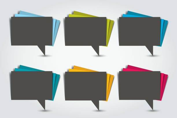 istock Set of color speech bubbles. Paper stickers. 1055216192