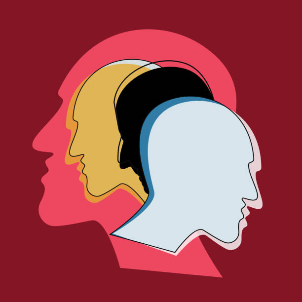 istock Schizophrenia concept, symbol of depresion, dementia. Vector ilustration. 1055219660